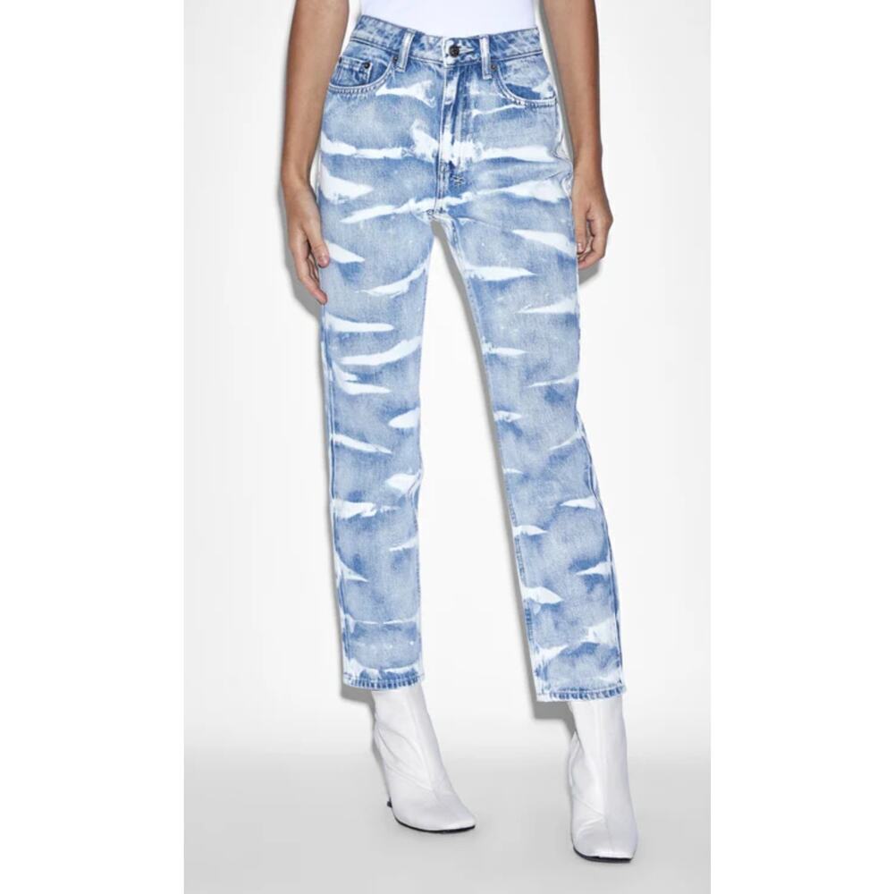 Ksubi Blue and White Straight Leg Jeans